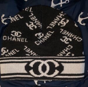 Chanel Black and White Beanie